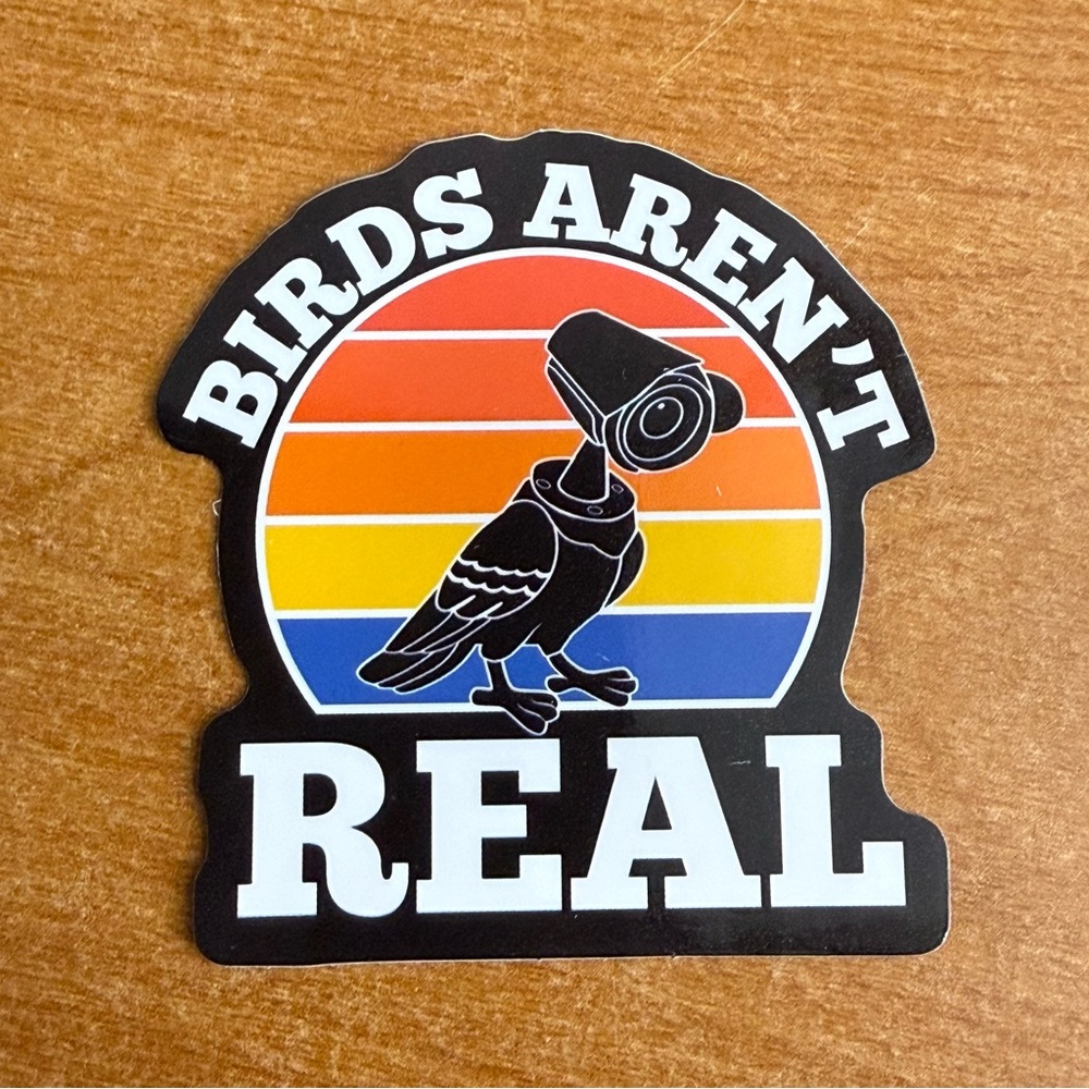 Birds Aren't Real Sticker‎ - Black and Multicolor